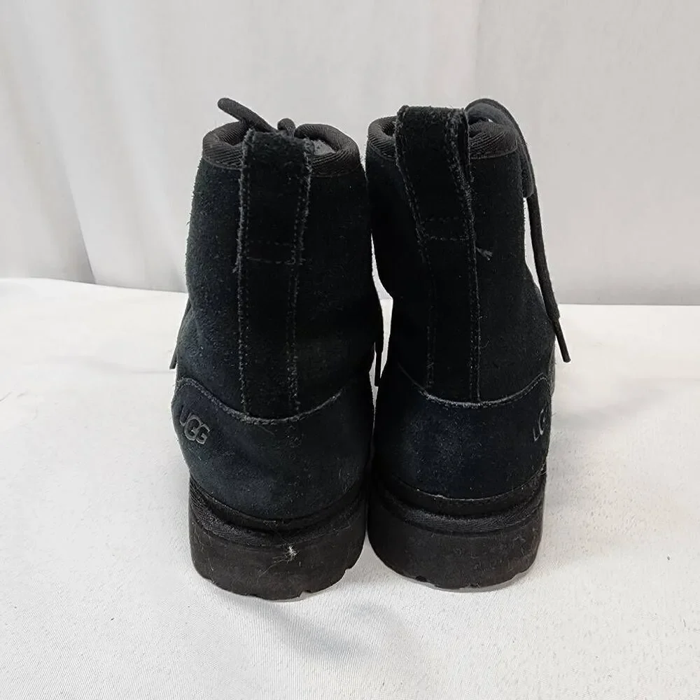 UGG Harkley Black Suede Chukka Ankle Boots, Mens US 11 Lace-Up Fleece Lined